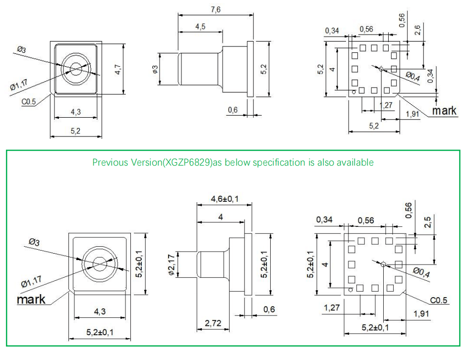 wearable blood pressure sensor xgzp6839d dimension